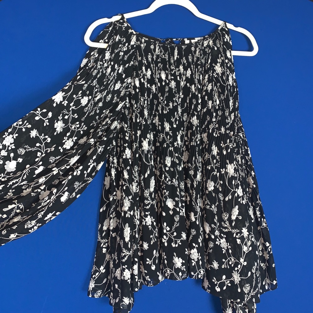 Pleated cold shoulder blouse